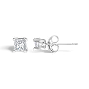 Bids.com .925 Sterling Silver 1/4 Cttw Princess-Cut Diamond Solitaire Stud Earrings (H-I Color, I1-I2 Clarity) Earrings White Smoke White.Sterling Silver / 0.25