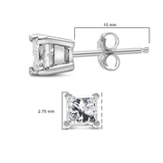 Bids.com .925 Sterling Silver 1/4 Cttw Princess-Cut Diamond Solitaire Stud Earrings (H-I Color, I1-I2 Clarity) Earrings White Smoke White.Sterling Silver / 0.25