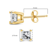 Bids.com AGS Certified 14k Yellow Gold 1/4 Cttw 4-Prong Set Princess-Cut Solitaire Diamond Push Back Stud Earrings (H-I Color, SI1-SI2 Clarity) Earrings White Smoke White Gold,Yellow.Gold