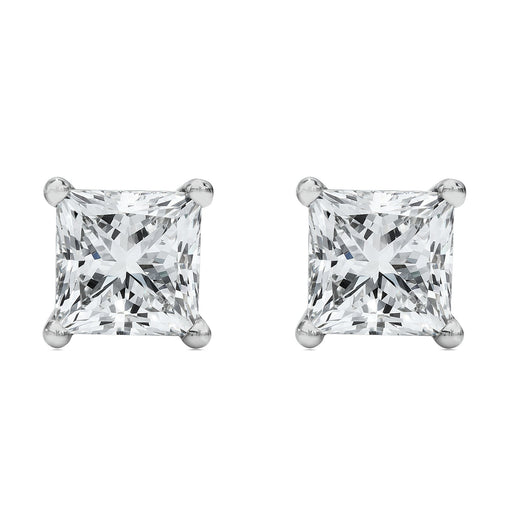 Bids.com 14K White Gold 1/2 Cttw Princess Cut Lab Grown Diamond Solitaire Stud Earrings (F-G Color, VS2-SI1 Clarity) Earrings White Smoke White.Gold / 0.5,White.Gold / 0.25,White.Gold / 0.75