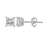 Bids.com 14K White Gold 1/2 Cttw Princess Cut Lab Grown Diamond Solitaire Stud Earrings (F-G Color, VS2-SI1 Clarity) Earrings White Smoke White.Gold / 0.5,White.Gold / 0.25,White.Gold / 0.75