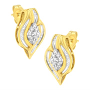 Bids.com 10K Yellow Gold 1/3 cttw Round-Cut Diamond Cluster and Swirl Stud Earrings (J-K Clarity, I2-I3 Color) Earrings White Smoke Yellow.Gold / 0.33