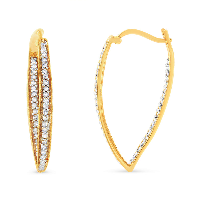 Bids.com 10K Yellow Gold 1/2 Cttw Round-Cut Diamond Modern Hoop Earrings (I-J Color, I2-I3 Clarity) Earrings White Smoke Yellow.Gold / 0.5
