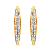 Bids.com 10K Yellow Gold 1/2 Cttw Round-Cut Diamond Modern Hoop Earrings (I-J Color, I2-I3 Clarity) Earrings White Smoke Yellow.Gold / 0.5
