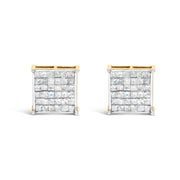 Bids.com 10K Yellow Gold 2.0 Cttw Invisible-Set Princess-Cut Diamond Stud Earrings Earrings White Smoke Yellow.Gold / 2