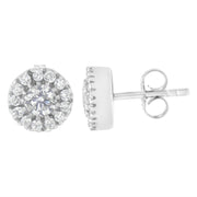 Bids.com 14k White Gold 1 cttw Diamond Halo Stud Earrings (I-J Clarity, I1-I2 Color) Earrings White Smoke White.Gold / 1.03