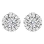 Bids.com 14k White Gold 1 cttw Diamond Halo Stud Earrings (I-J Clarity, I1-I2 Color) Earrings White Smoke White.Gold / 1.03
