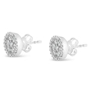 Bids.com AGS Certified 14K White Gold 1.0 Cttw Brilliant-Cut Diamond Halo-Style Cluster Round Button Stud Earrings (G-H Color, I1-I2 Clarity) Earrings White Smoke White.Gold / 1.03
