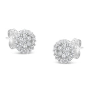 Bids.com 14K White Gold 1/2 Cttw Brilliant-Cut Diamond Halo-Style Cluster Round Button Stud Earrings (H-I Color, I1-I2 Clarity) Earrings White Smoke White.Gold / 0.5
