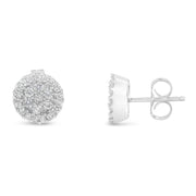 Bids.com 14K White Gold 1/2 Cttw Brilliant-Cut Diamond Halo-Style Cluster Round Button Stud Earrings (H-I Color, I1-I2 Clarity) Earrings White Smoke White.Gold / 0.5