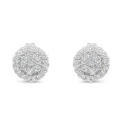Bids.com 14K White Gold 1/2 Cttw Brilliant-Cut Diamond Halo-Style Cluster Round Button Stud Earrings (H-I Color, I1-I2 Clarity) Earrings White Smoke White.Gold / 0.5