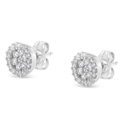 Bids.com 14K White Gold 1/2 Cttw Brilliant-Cut Diamond Halo-Style Cluster Round Button Stud Earrings (H-I Color, I1-I2 Clarity) Earrings White Smoke White.Gold / 0.5