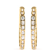 Bids.com 10K Yellow Gold 1.00 Cttw Round and Baguette-Cut Diamond U-Hoop Earrings (H-I Color, SI2-I1 Clarity) Earrings White Smoke Yellow.Gold / 1