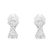 Bids.com 14KT White Gold 1/2 cttw Double Diamond Dangle Stud Earrings (H-I, I1-I2) Earrings White Smoke White.Gold / 0.5