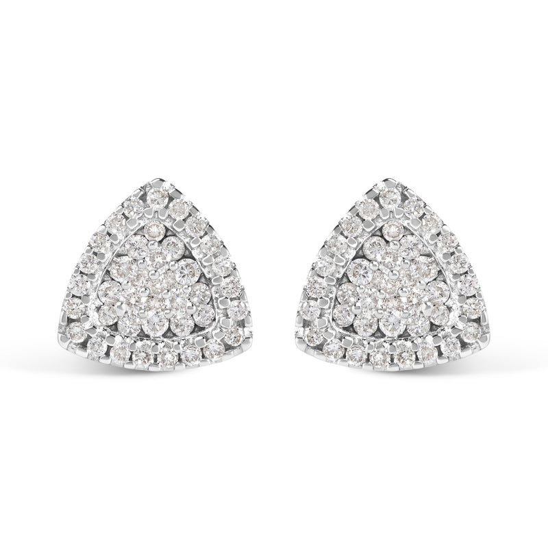 Bids.com 14K White Gold 1/2 cttw Trillion Shaped Diamond Stud Earrings (H-I Clarity, SI2-I1 Color) Earrings White Smoke White.Gold / 0.5