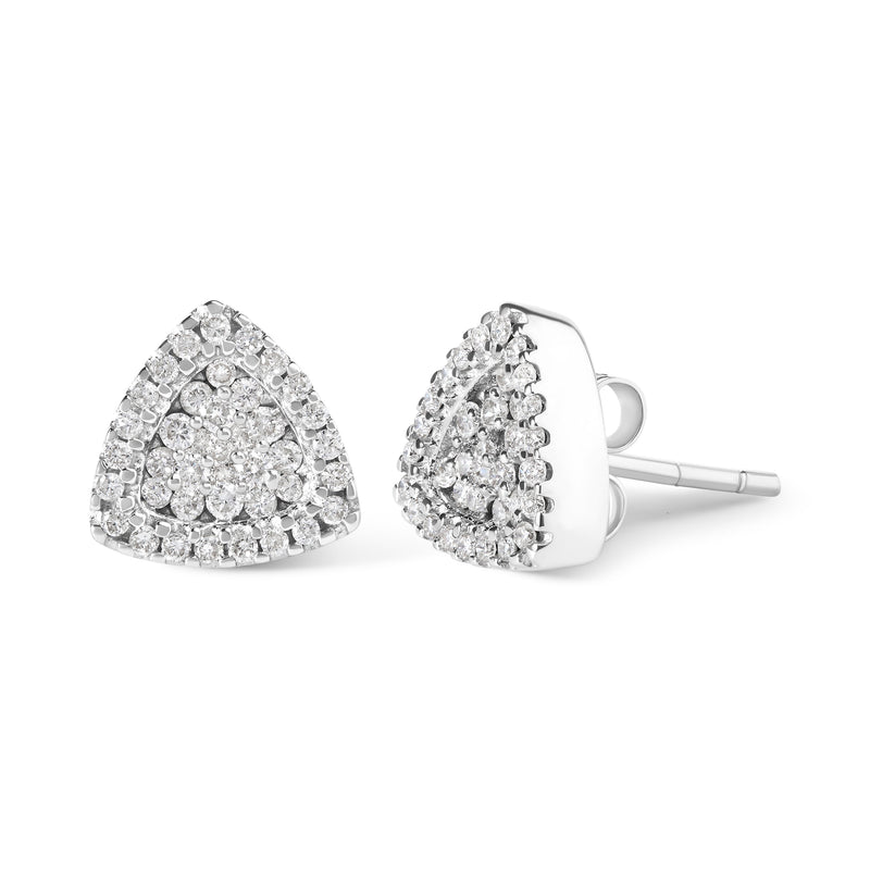 Bids.com 14K White Gold 1/2 cttw Trillion Shaped Diamond Stud Earrings (H-I Clarity, SI2-I1 Color) Earrings White Smoke White.Gold / 0.5