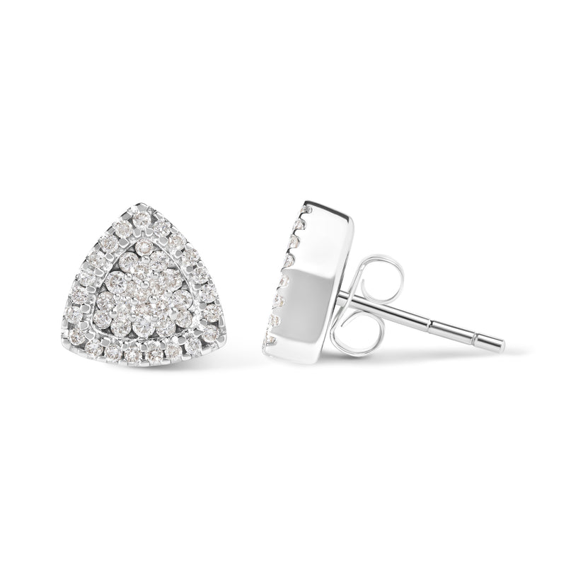 Bids.com 14K White Gold 1/2 cttw Trillion Shaped Diamond Stud Earrings (H-I Clarity, SI2-I1 Color) Earrings White Smoke White.Gold / 0.5