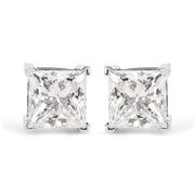 Bids.com 14K White Gold 1 1/2 Cttw Clarity Enhanced Princess Cut Diamond Solitaire Stud Earrings (I-J Color, I1-I2 Clarity) Earrings White Smoke White.Gold / 1.5