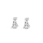 Bids.com 14K White Gold 1/4 Cttw Double Diamond Drop and Dangle Stud Earrings (H-I Color, SI1-SI2 Clarity) Earrings White Smoke White.Gold / 0.25