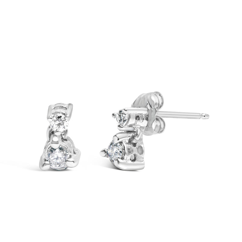 Bids.com 14K White Gold 1/4 Cttw Double Diamond Drop and Dangle Stud Earrings (H-I Color, SI1-SI2 Clarity) Earrings White Smoke White.Gold / 0.25