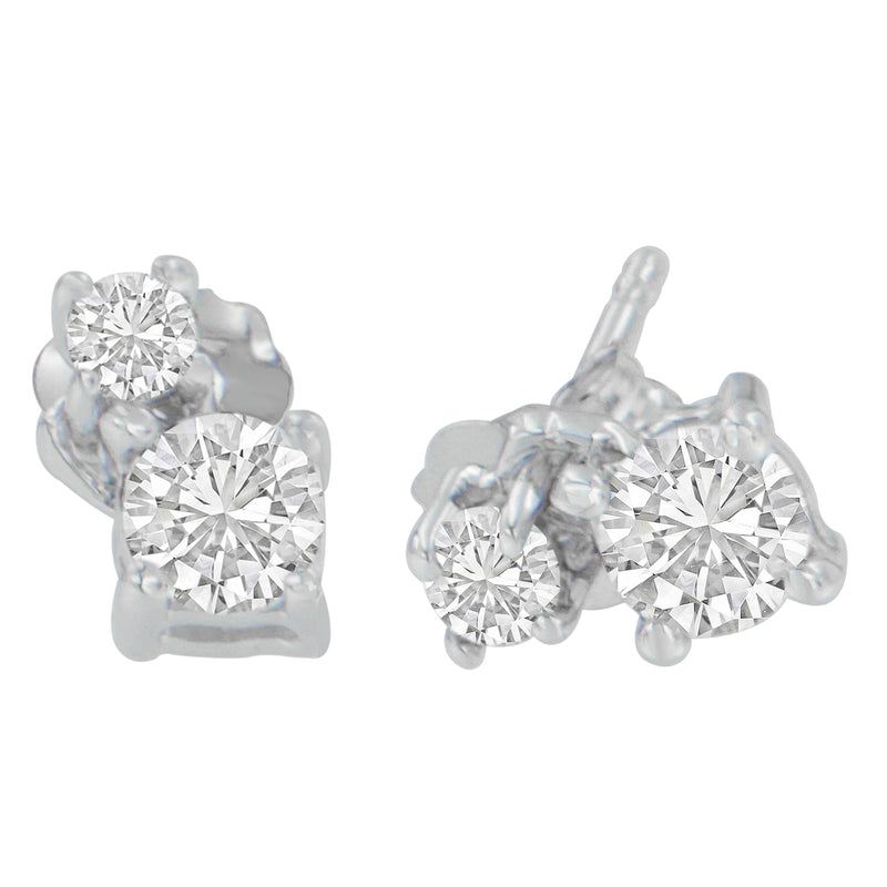 Bids.com 14K White Gold 1/2 cttw Round Cut Diamond Earrings (H-I, SI2-I1) Earrings White Smoke White.Gold / 0.5