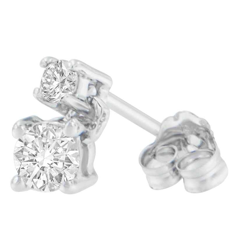 Bids.com 14K White Gold 1/2 cttw Round Cut Diamond Earrings (H-I, SI2-I1) Earrings White Smoke White.Gold / 0.5