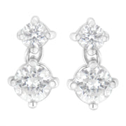 Bids.com 14K White Gold 1 cttw Double Diamond Stud Earrings (H-I Clarity, SI2-I1 Color) Earrings White Smoke White.Gold / 1