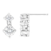 Bids.com 14K White Gold 1 cttw Double Diamond Stud Earrings (H-I Clarity, SI2-I1 Color) Earrings White Smoke White.Gold / 1