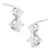 Bids.com 14K White Gold 1 cttw Double Diamond Stud Earrings (H-I Clarity, SI2-I1 Color) Earrings White Smoke White.Gold / 1