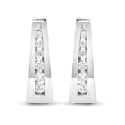 Bids.com 14k White Gold 1/4 Cttw Channel-Set Brilliant Round-Cut Diamond Hoop Earrings (I-J Color, I2-I3 Clarity) Earrings White Smoke White.Gold / 0.25