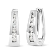 Bids.com 14k White Gold 1/4 Cttw Channel-Set Brilliant Round-Cut Diamond Hoop Earrings (I-J Color, I2-I3 Clarity) Earrings White Smoke White.Gold / 0.25