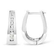 Bids.com 14k White Gold 1/4 Cttw Channel-Set Brilliant Round-Cut Diamond Hoop Earrings (I-J Color, I2-I3 Clarity) Earrings White Smoke White.Gold / 0.25