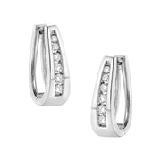 Bids.com 14k White Gold 1/4 Cttw Channel-Set Brilliant Round-Cut Diamond Hoop Earrings (I-J Color, I2-I3 Clarity) Earrings White Smoke White.Gold / 0.25
