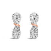Bids.com 10K White and Rose Gold 1/3 Cttw Diamond Infinite and Ribbon Hoop Earrings (H-I Color, I1-I2 Clarity) Earrings White Smoke WhiteRose.Gold / 0.33