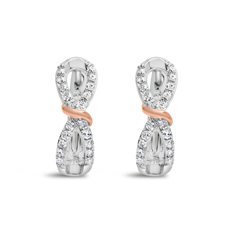 Bids.com 10K White and Rose Gold 1/3 Cttw Diamond Infinite and Ribbon Hoop Earrings (H-I Color, I1-I2 Clarity) Earrings White Smoke WhiteRose.Gold / 0.33