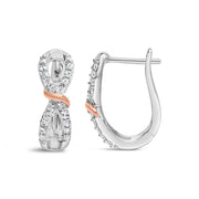 Bids.com 10K White and Rose Gold 1/3 Cttw Diamond Infinite and Ribbon Hoop Earrings (H-I Color, I1-I2 Clarity) Earrings White Smoke WhiteRose.Gold / 0.33