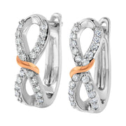 Bids.com 10K White and Rose Gold 1/3 Cttw Diamond Infinite and Ribbon Hoop Earrings (H-I Color, I1-I2 Clarity) Earrings White Smoke WhiteRose.Gold / 0.33