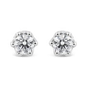 Bids.com 14K White Gold 1/2 Cttw Round Diamond Crown Stud Earring (I-J Color, I1-I2 Clarity) Earrings White Smoke White.Gold / 0.54