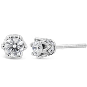Bids.com 14K White Gold 1/2 Cttw Round Diamond Crown Stud Earring (I-J Color, I1-I2 Clarity) Earrings White Smoke White.Gold / 0.54,Yellow.Gold / 0.54