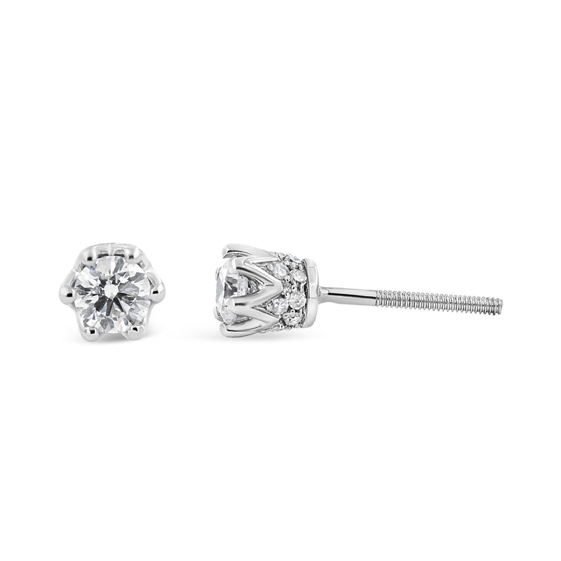 Bids.com 14K White Gold 1/2 Cttw Round Diamond Crown Stud Earring (I-J Color, I1-I2 Clarity) Earrings White Smoke White.Gold / 0.54,Yellow.Gold / 0.54