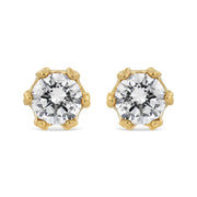 Bids.com 14K White Gold 1/2 Cttw Round Diamond Crown Stud Earring (I-J Color, I1-I2 Clarity) Earrings White Smoke Yellow.Gold / 0.54