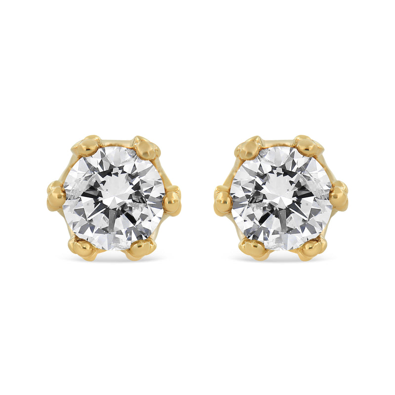 Bids.com 14K White Gold 1/2 Cttw Round Diamond Crown Stud Earring (I-J Color, I1-I2 Clarity) Earrings White Smoke Yellow.Gold / 0.54