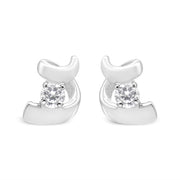 Bids.com .925 Sterling Silver Round Cut Diamond Fashion Stud Earrings (0.10 cttw, I-J Color, I2-I3 Clarity) Earrings White Smoke White.Sterling Silver / 0.1