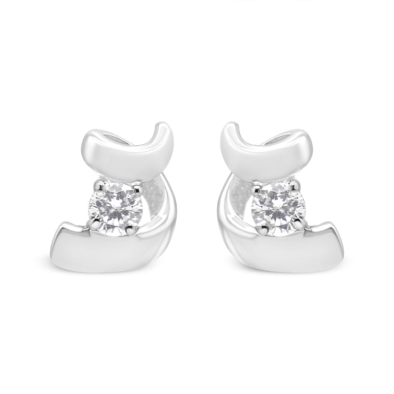 Bids.com .925 Sterling Silver Round Cut Diamond Fashion Stud Earrings (0.10 cttw, I-J Color, I2-I3 Clarity) Earrings White Smoke White.Sterling Silver / 0.1
