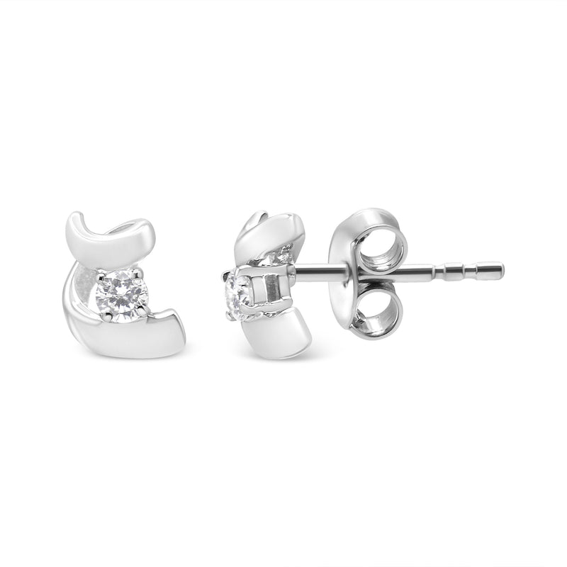 Bids.com .925 Sterling Silver Round Cut Diamond Fashion Stud Earrings (0.10 cttw, I-J Color, I2-I3 Clarity) Earrings White Smoke White.Sterling Silver / 0.1
