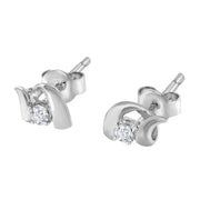 Bids.com 10K White Gold 1/10 Cttw Round Brilliant-Cut Diamond Espira Swirls Solitaire Push Back Stud Earrings (I-J Color, I1-I2 Clarity) Earrings White Smoke Yellow.Gold / 0.1,White.Gold / 0.1