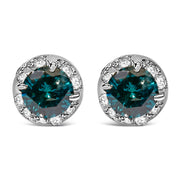 Bids.com 14K White Gold 1/2 cttw White and Treated Blue Round Diamond Earrings (I-J I2-I3) Earrings White Smoke White.Gold / 0.57