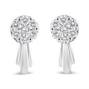 Bids.com 14K White Gold 3/4 Cttw Diamond Floral Cluster Drop and Dangle Stud Earrings (H-I Color, I1-I2 Clarity) Earrings White Smoke 0.87 / White.Gold