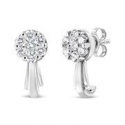 Bids.com 14K White Gold 3/4 Cttw Diamond Floral Cluster Drop and Dangle Stud Earrings (H-I Color, I1-I2 Clarity) Earrings White Smoke 0.87 / White.Gold,0.77 / Yellow.Gold