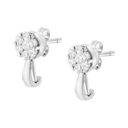 Bids.com 14K White Gold 3/4 Cttw Diamond Floral Cluster Drop and Dangle Stud Earrings (H-I Color, I1-I2 Clarity) Earrings White Smoke 0.87 / White.Gold,0.77 / Yellow.Gold